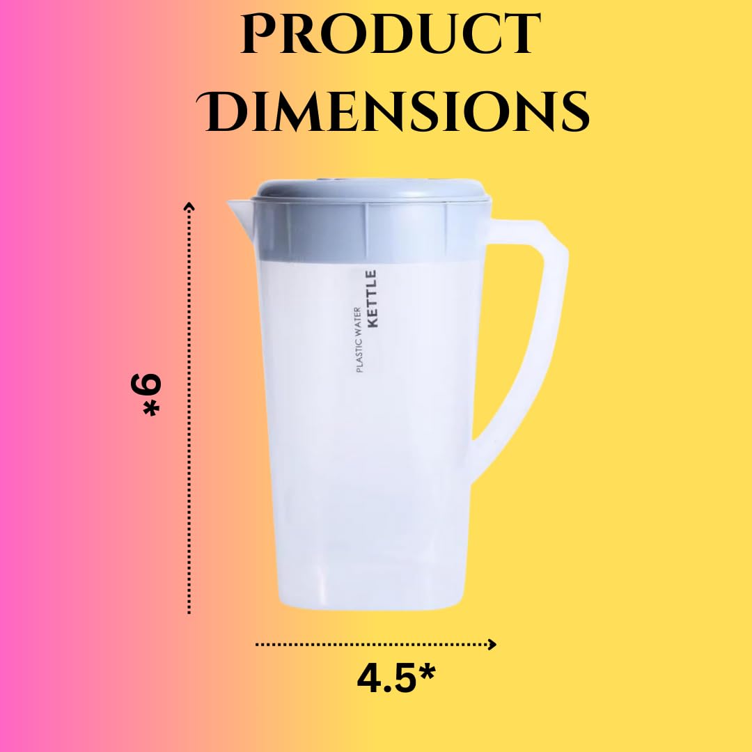 BEZAZZLED 3 Litre/0.79 Gallon Plastic Pitcher with LidBPA-FREE Eco-Friendly juice containers with lids Water Jug for Hot/Cold Juice Beverage Ice Tea Kettle 102 oz Transparent