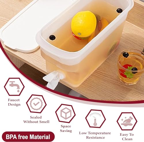 BEZAZZLED Beverage Dispenser for Fridge Plastic Hands-Free Beverage Dispenser Juice Dispenser for fridge Lemonade Container With Bonus Tap Automatic Drink Dispenser - 0.92 Gallon