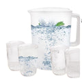 "BPA-Free2 litres Plastic Water Pitcher with Lid and Set of 4 Cups -plastic pitcher, juice containers with lid.water jug and 4 cups. 0.52 gallon pitcher with cups.tea pitcher,hot/cold water pitcher