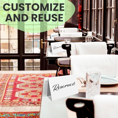 BEZAZZLED 25 Pack Black Reserved Table Cards for Wedding - Seating Signs Tent,Church Pews Reservation Double Sided Cards Celebration Accessories"5.5 * 3