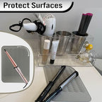 BEZAZZLED Silicone Hair Tool Holder & Heat Mat - Heat Resistant Mat for Hair Tools, Flat Iron, Curling Iron, Anti Heat Pad for Hair Straighteners - Professional Soft Rubber Pad & Flat Iron Cover