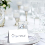 25 Pack SILVER Reserved Table Cards for Wedding With SILVER Foiled Letters- Seating Signs for Chairs Church Pews Double Sided Signs Tent Reservation Cards Celebration Accessories"5.5 * 3