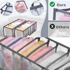 Wardrobe Clothes Organizer, 7 Grids Washable Portable Closet Organizer Mesh Separation Storage Box Foldable Closet Drawer, Scarves, Leggings, Skirts, T-shirts, Jeans,