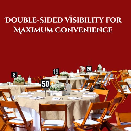 BEZAZZLED Table Numbers Double Sided Restaurant Wedding Plastic Table Number Tent Cards Signs for Party Banquets Wedding Reception, Foodservice Double Side Plastic Table Numbers, 4" x 4" White on Black
