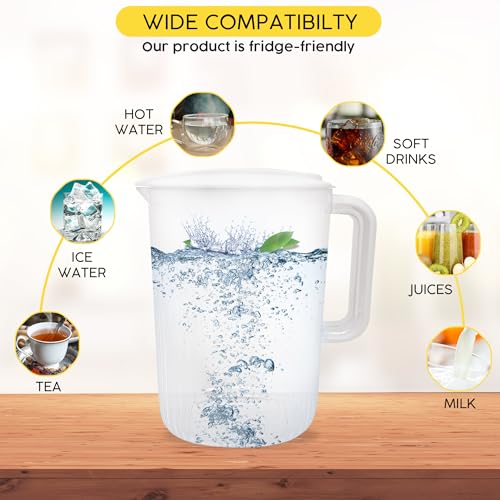 2 litres plastic pitcher, the perfect water jug or iced tea dispenser,tea pitcher, juice containers with lids, water pither with lid, carafe,water pitcher 0.52 gallon pitcher.