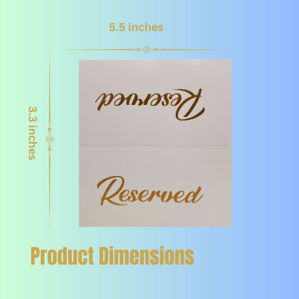 25 Pack Gold Reserved Table Cards for Wedding with Gold Foiled Letters- Seating Signs for Chairs Church Pews Double Sided Signs Tent Reservation Cards Celebration Accessories" (Set of 25, White)