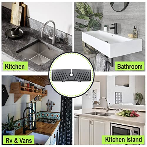Under Sink Mats for Kitchen Cabinets and Bathroom Sinks 34" x 22" Flexible Silicone Under Sink Liner with Drain Hole Thick Rubber Mat that Protects Cabinet from Sink Leak with bonus Faucet Drip Mat