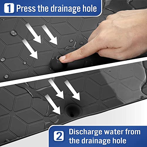 Under Sink Mats for Kitchen Cabinets and Bathroom Sinks 34" x 22" Flexible Silicone Under Sink Liner with Drain Hole Thick Rubber Mat that Protects Cabinet from Sink Leak with bonus Faucet Drip Mat