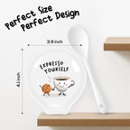 BEZAZZLED Four Inch- Coffee Spoon Rest, Coffee Spoon Holder, Kitchen Spoon Rest, Spoon Rest Ceramic, Cute, Gift for Coffee Lovers, Coffee Spoon Rest for Coffee Bar, White Spoon Rest with Spoon