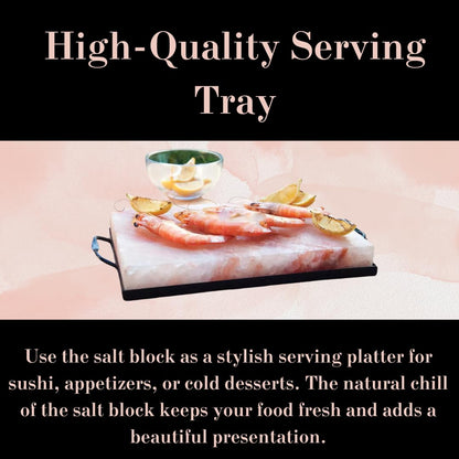 BEZAZZLED Himalayan Salt Block Cooking Plate 12x8x1.5 for Cooking, Salt Board for Grilling, Cutting, and Serving, Food Grade Rock Salt Stone with Steel Tray Unique Gifts for Men, Women, Chefs & Cooks