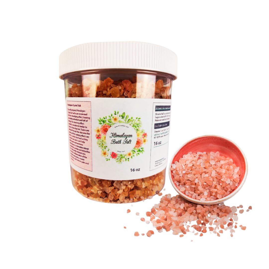 Himalayan Bath Salt,Foot Soak Salts for Spa, Body Care for All Skin Types. Mineral, Exfoliating,Pink Salt Chunks Natural Rock Pieces for Spa, Detox Salt Food Grade Salt 16 oz