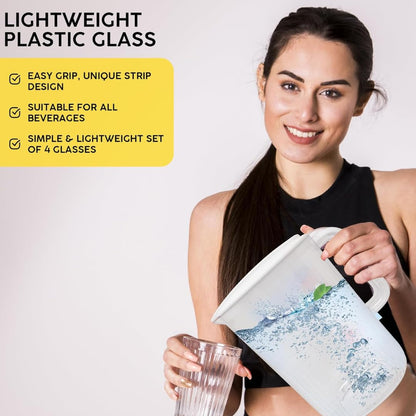 "BPA-Free2 litres Plastic Water Pitcher with Lid and Set of 4 Cups -plastic pitcher, juice containers with lid.water jug and 4 cups. 0.52 gallon pitcher with cups.tea pitcher,hot/cold water pitcher