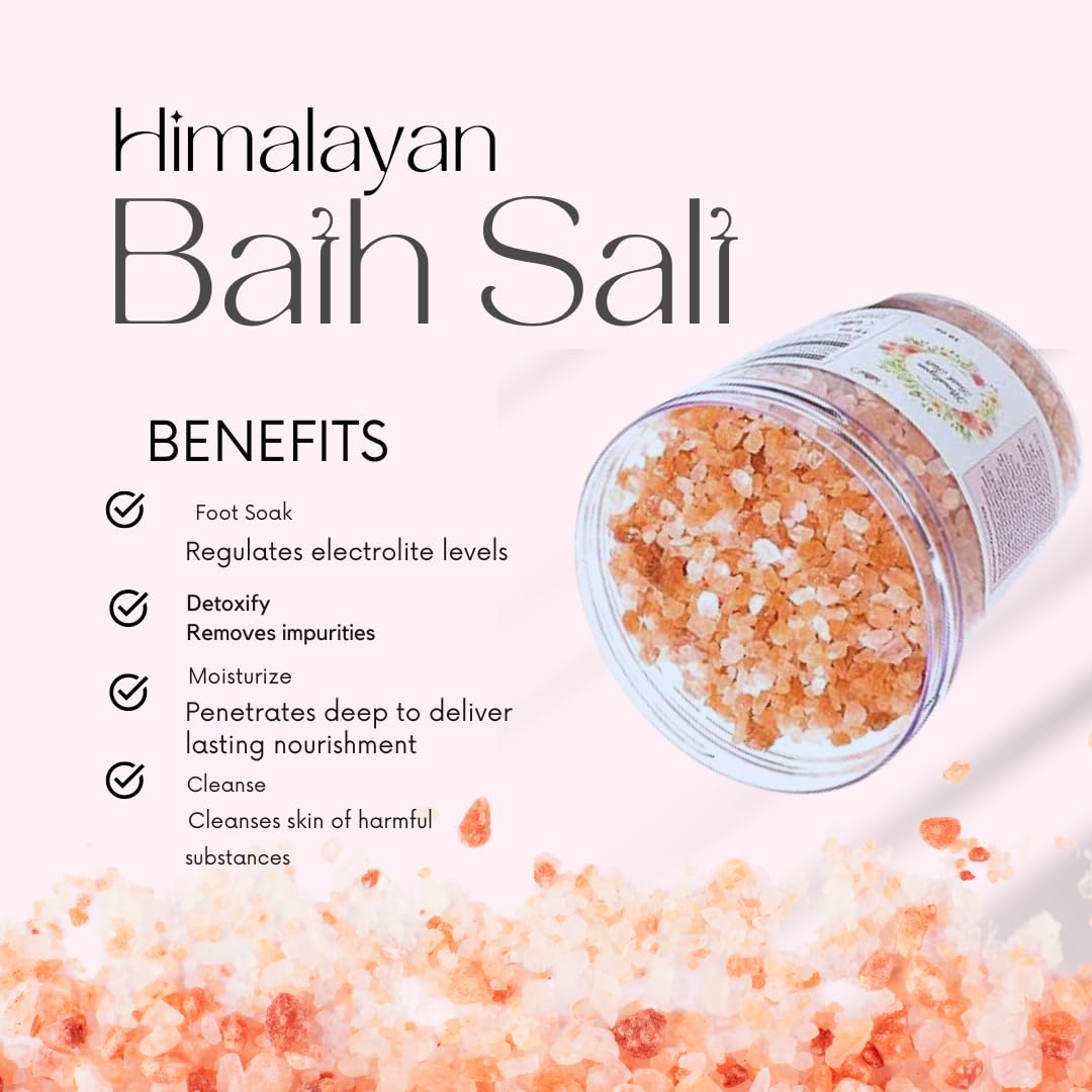Himalayan Bath Salt,Foot Soak Salts for Spa, Body Care for All Skin Types. Mineral, Exfoliating,Pink Salt Chunks Natural Rock Pieces for Spa, Detox Salt Food Grade Salt 16 oz