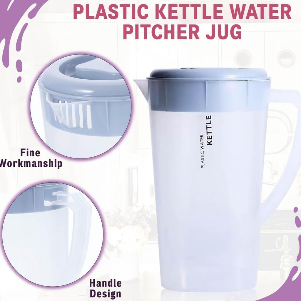 BEZAZZLED 3 Litre/0.79 Gallon Plastic Pitcher with LidBPA-FREE Eco-Friendly juice containers with lids Water Jug for Hot/Cold Juice Beverage Ice Tea Kettle 102 oz Transparent