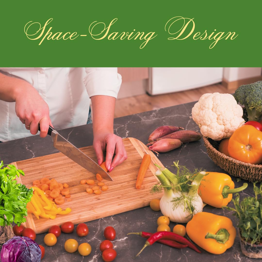 Bezazzled Two-Tone 8 Inch 100% Organic Bamboo Cutting and Serving Board For Kitchen with Juice Groove and Handles Chopping Board for Meat Cheese board Heavy Duty Serving Tray, Pre Oiled,