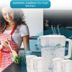 "BPA-Free2 litres Plastic Water Pitcher with Lid and Set of 4 Cups -plastic pitcher, juice containers with lid.water jug and 4 cups. 0.52 gallon pitcher with cups.tea pitcher,hot/cold water pitcher