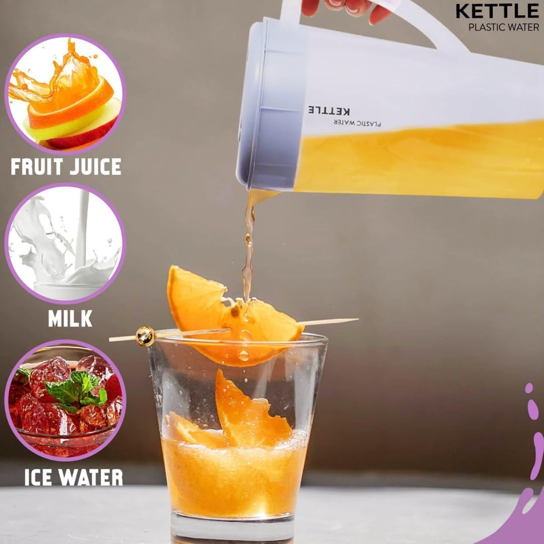 BEZAZZLED 3 Litre/0.79 Gallon Plastic Pitcher with LidBPA-FREE Eco-Friendly juice containers with lids Water Jug for Hot/Cold Juice Beverage Ice Tea Kettle 102 oz Transparent