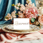 25 Pack Gold Reserved Table Cards for Wedding with Gold Foiled Letters- Seating Signs for Chairs Church Pews Double Sided Signs Tent Reservation Cards Celebration Accessories" (Set of 25, White)