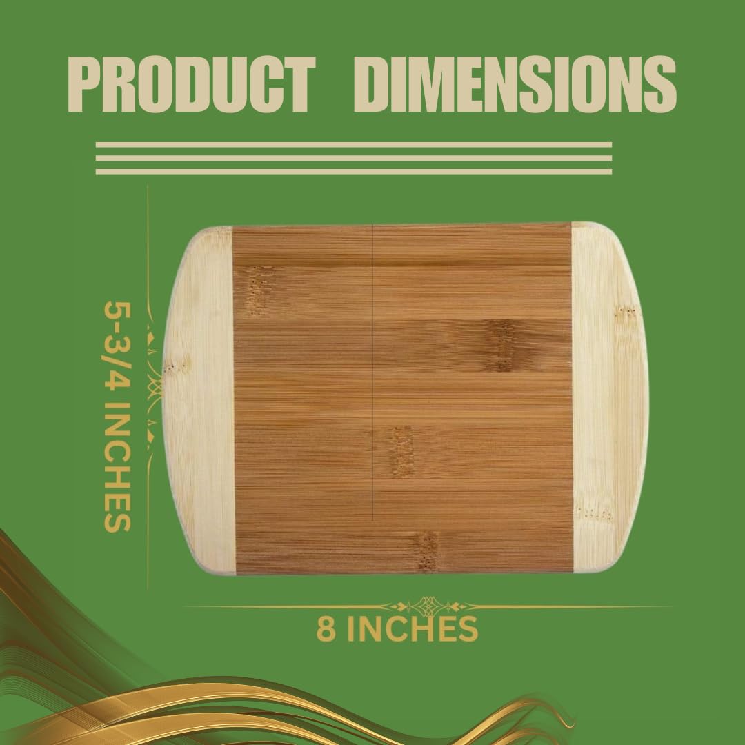 Bezazzled Two-Tone 8 Inch 100% Organic Bamboo Cutting and Serving Board For Kitchen with Juice Groove and Handles Chopping Board for Meat Cheese board Heavy Duty Serving Tray, Pre Oiled,