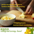 Bezazzled Two-Tone 8 Inch 100% Organic Bamboo Cutting and Serving Board For Kitchen with Juice Groove and Handles Chopping Board for Meat Cheese board Heavy Duty Serving Tray, Pre Oiled,