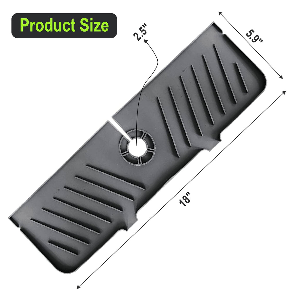 Bezazzled Silicone Faucet Handle Drip Catcher Tray Mat, Drying Mat for Kitchen Counter Bathroom Sink Splash Guard -Grey, Silicone Faucet Mat Dish Soap Sponge Holder for Sink Accessories Gadgets,