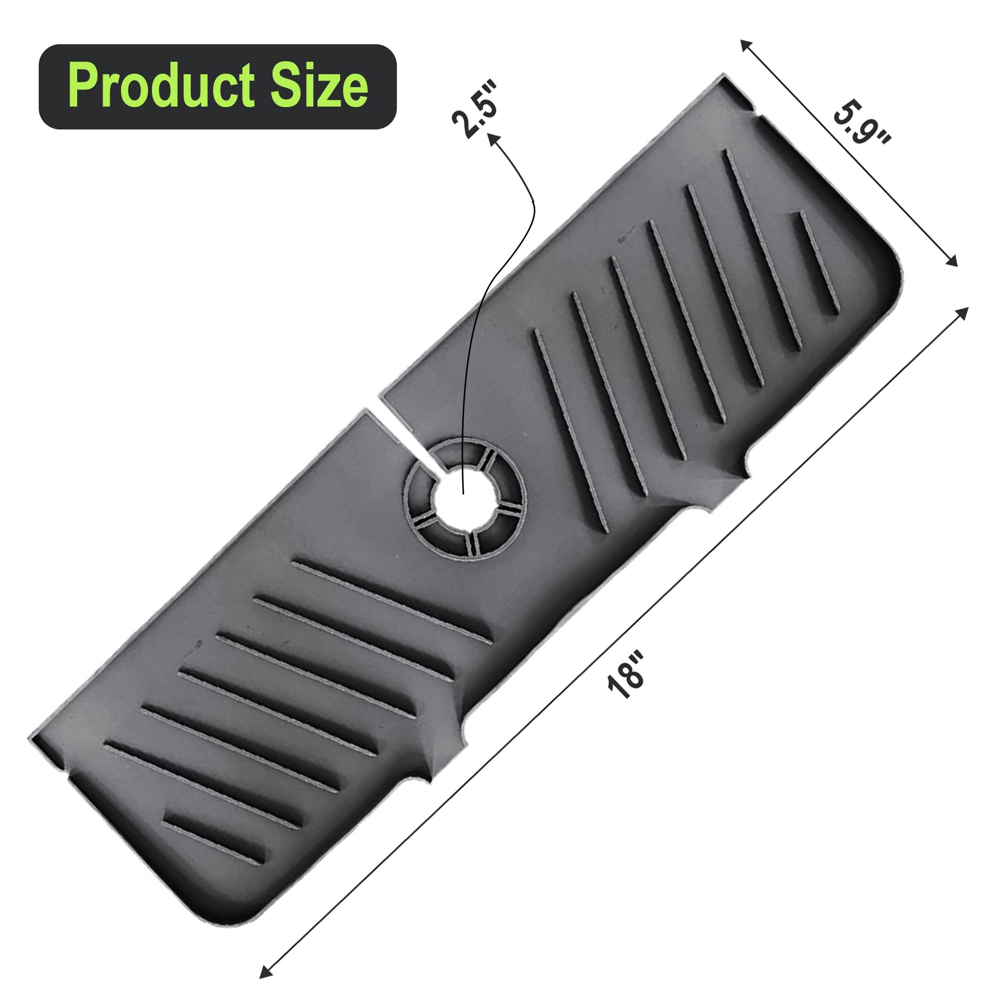 Bezazzled Silicone Faucet Handle Drip Catcher Tray Mat, Drying Mat for Kitchen Counter Bathroom Sink Splash Guard -Grey, Silicone Faucet Mat Dish Soap Sponge Holder for Sink Accessories Gadgets,