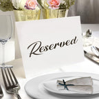 25 Pack SILVER Reserved Table Cards for Wedding With SILVER Foiled Letters- Seating Signs for Chairs Church Pews Double Sided Signs Tent Reservation Cards Celebration Accessories"5.5 * 3