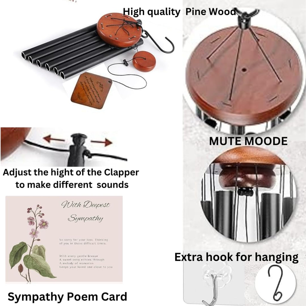 Memorial Wind Chimes , Wind Chimes for Loss of Loved One , Sympathy Wind Chimes , Bereavement Gift , Funeral Gift , Rememberance Gift for Loss, Memorial Wind Chime for Loss with Sympathy Card and Hook