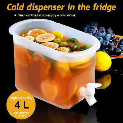 Beverage Dispenser for Fridge Juice Jug for Refrigerator Plastic Hands-Free Beverage Dispensers Juice Dispenser for fridge Lemonade Container With Bonus Tap Automatic Drink Dispenser - 1 Gallon