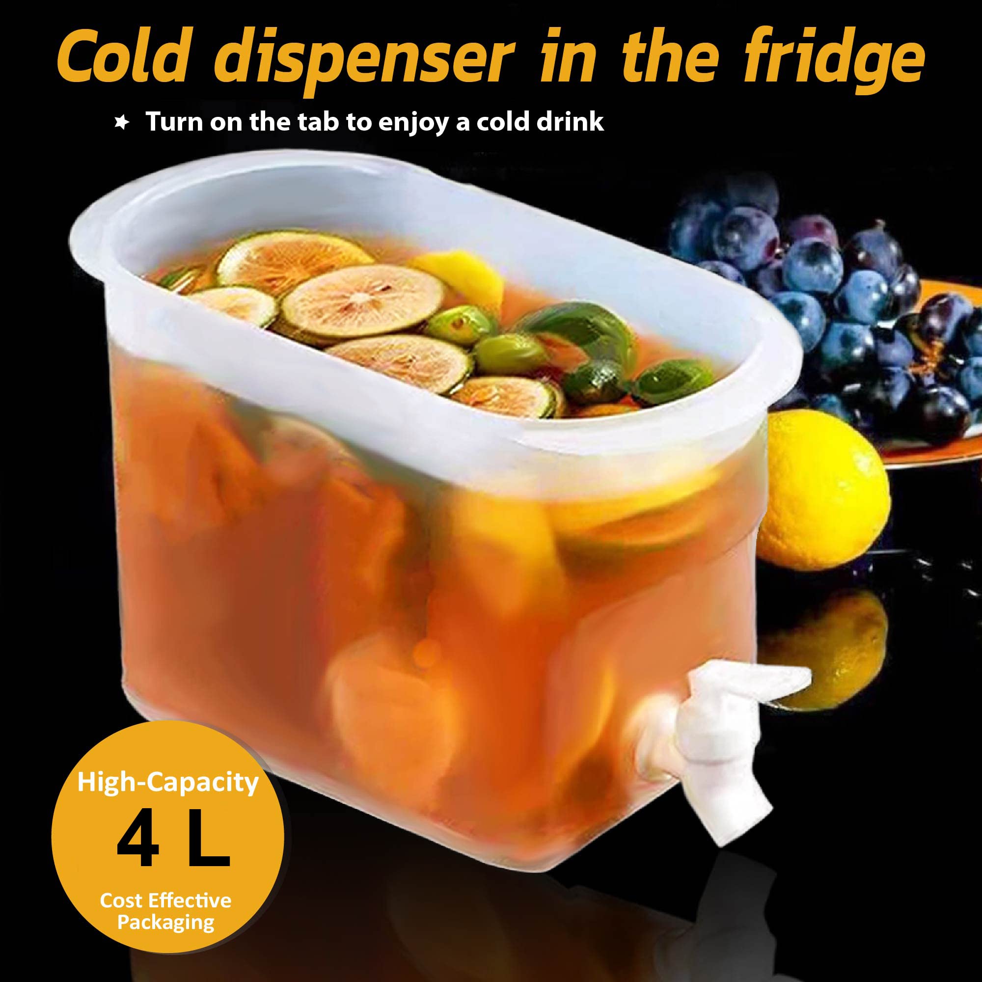 Beverage Dispenser for Fridge Juice Jug for Refrigerator Plastic Hands-Free Beverage Dispensers Juice Dispenser for fridge Lemonade Container Countertop Drink Dispenser with Spigot- 1 Gallon