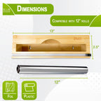 BEZAZZLED Bamboo Foil and Plastic Wrap Organizer, Dispenser with Cutter for Drawer, Neat Dispenser with Cutter, Aluminum Foil Dispenser,Storage Organization Holder for 12" Roll