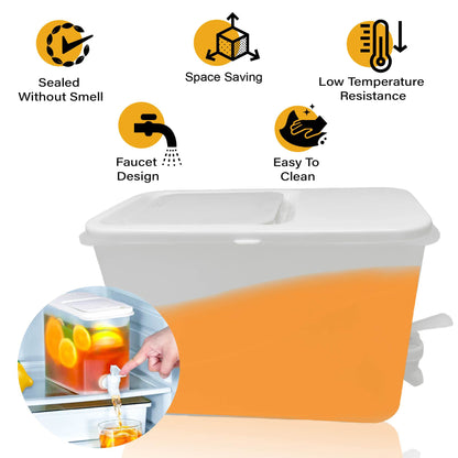 Beverage Dispenser for Fridge Juice Jug for Refrigerator Plastic Hands-Free Beverage Dispensers Juice Dispenser for fridge Lemonade Container Countertop Drink Dispenser with Spigot- 1 Gallon