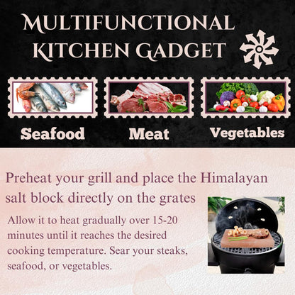 BEZAZZLED Himalayan Salt Block Cooking Plate 12x8x1.5 for Cooking, Salt Board for Grilling, Cutting, and Serving, Food Grade Rock Salt Stone with Steel Tray Unique Gifts for Men, Women, Chefs & Cooks