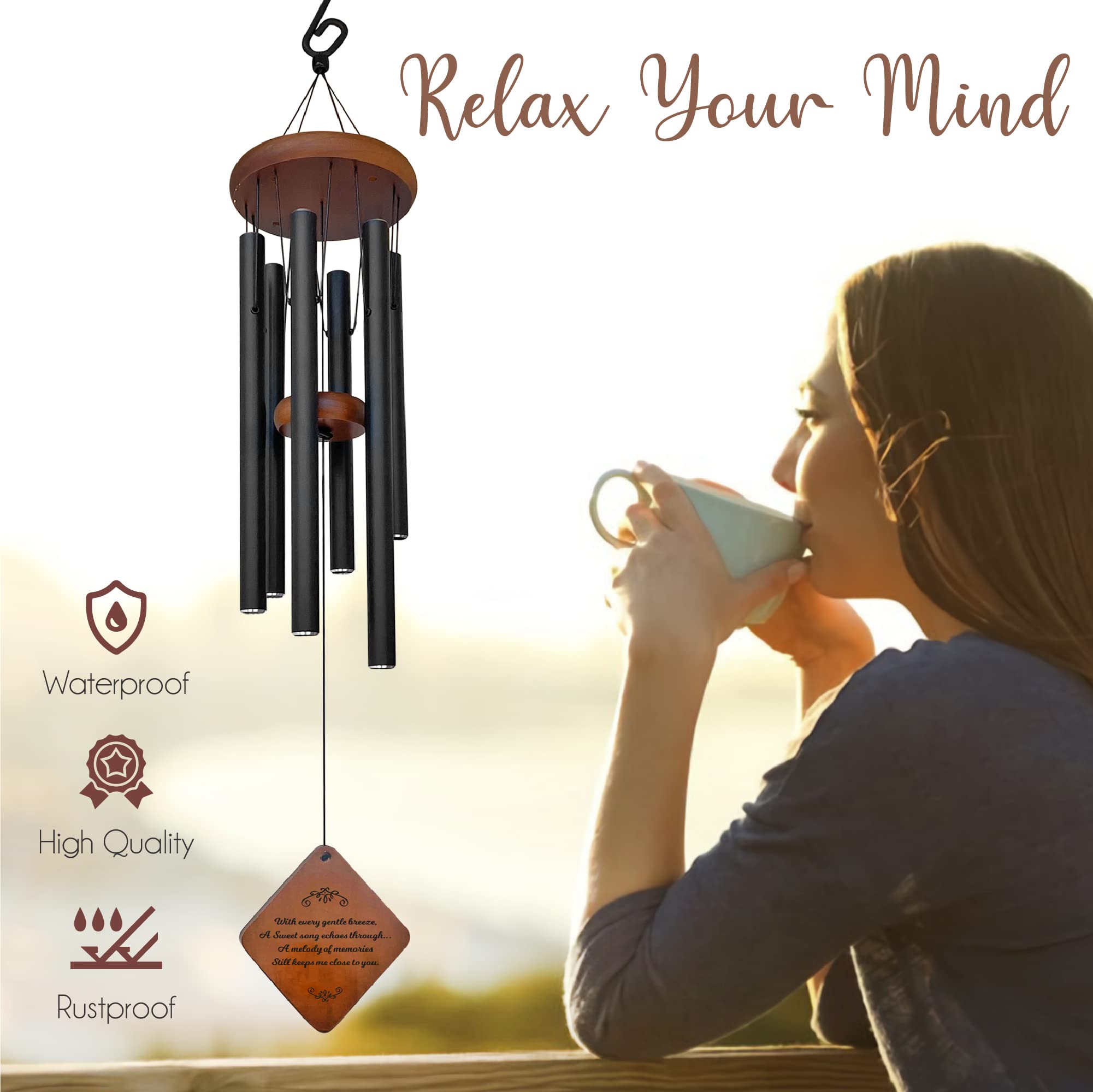 Memorial Wind Chimes , Wind Chimes for Loss of Loved One , Sympathy Wind Chimes , Bereavement Gift , Funeral Gift , Rememberance Gift for Loss, Memorial Wind Chime for Loss with Sympathy Card and Hook