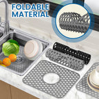 BEZAZZLED Non-slip Grey Silicone Heat Resistant Sink Protector Silicone Sink Mat - Farmhouse Sink Accessories, Kitchen Sink Mats, Kitchen Sink Drain, Adjustable Sink Protectors for Kitchen 13.4 X 11.6