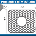 BEZAZZLED Non-slip Grey Silicone Heat Resistant Sink Protector Silicone Sink Mat - Farmhouse Sink Accessories, Kitchen Sink Mats, Kitchen Sink Drain, Adjustable Sink Protectors for Kitchen 13.4 X 11.6