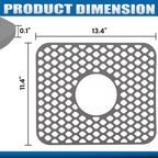 Non-slip Grey Silicone Heat Resistant Sink Protector Silicone Sink Mat - Farmhouse Sink Accessories, Kitchen Sink Mats, Kitchen Sink Drain, Adjustable Sink Protectors for Kitchen Sink- 13.4 X 11.6