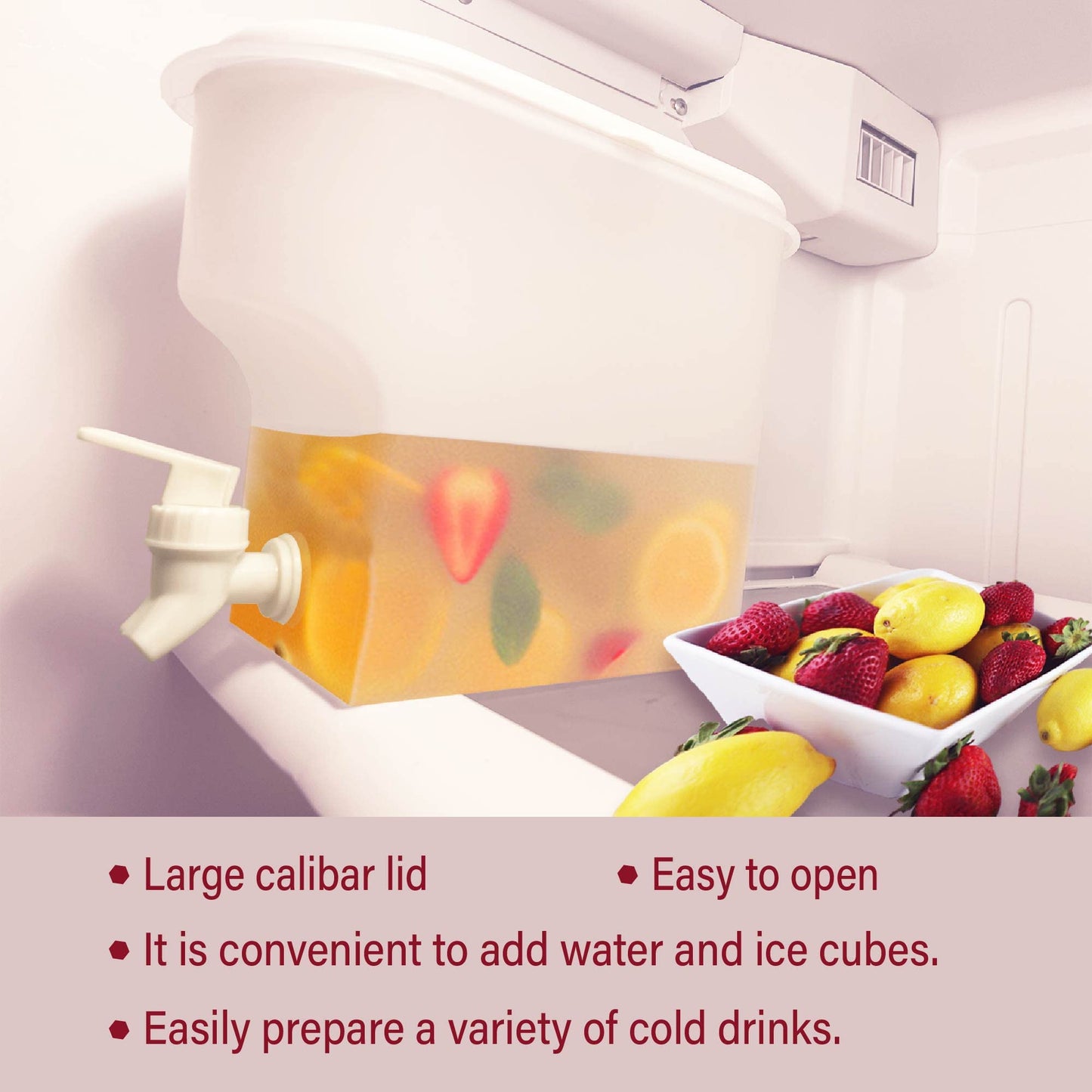 Beverage Dispenser for Fridge Plastic Hands-Free Beverage Dispenser Juice Dispenser for fridge Lemonade Container With Bonus Tap Automatic Drink Dispenser - 0.92 Gallon