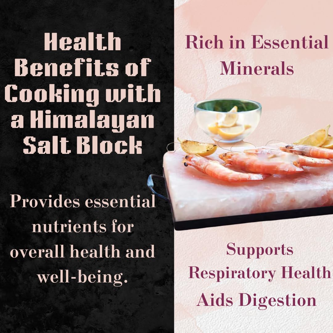 BEZAZZLED Himalayan Salt Block Cooking Plate 12x8x1.5 for Cooking, Salt Board for Grilling, Cutting, and Serving, Food Grade Rock Salt Stone with Steel Tray Unique Gifts for Men, Women, Chefs & Cooks