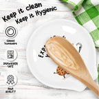 Four Inch- Coffee Spoon Rest , Coffee Spoon Holder , Kitchen Spoon Rest, Spoon Rest Ceramic , Cute Spoon Rest , Gift for Coffee Lovers, Coffee Spoon Rest for Coffee Bar, White Spoon Rest with Spoon