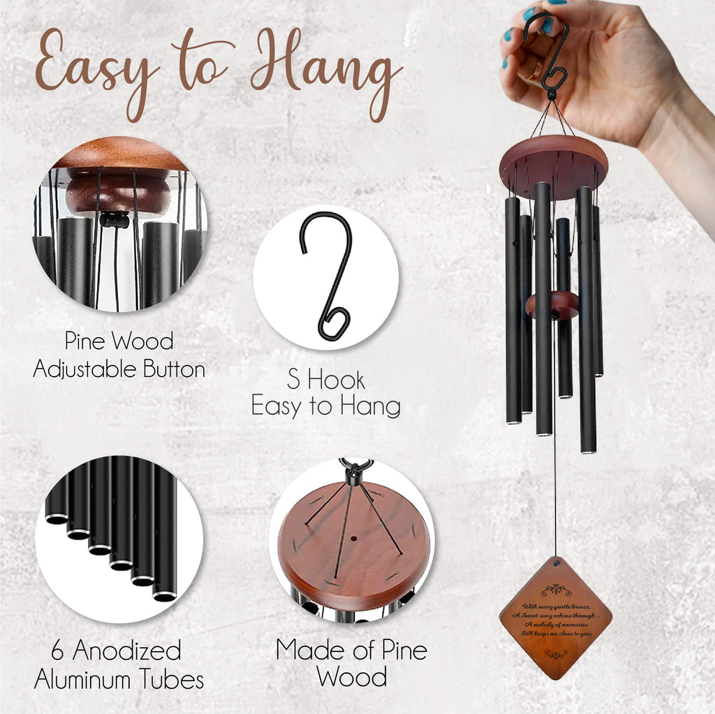 Memorial Wind Chimes , Wind Chimes for Loss of Loved One , Sympathy Wind Chimes , Bereavement Gift , Funeral Gift , Rememberance Gift for Loss, Memorial Wind Chime for Loss with Sympathy Card and Hook