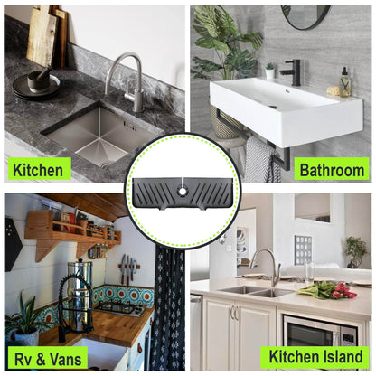 Silicone Faucet Mat – Sink Drip Catcher & Splash Guard (Grey)
